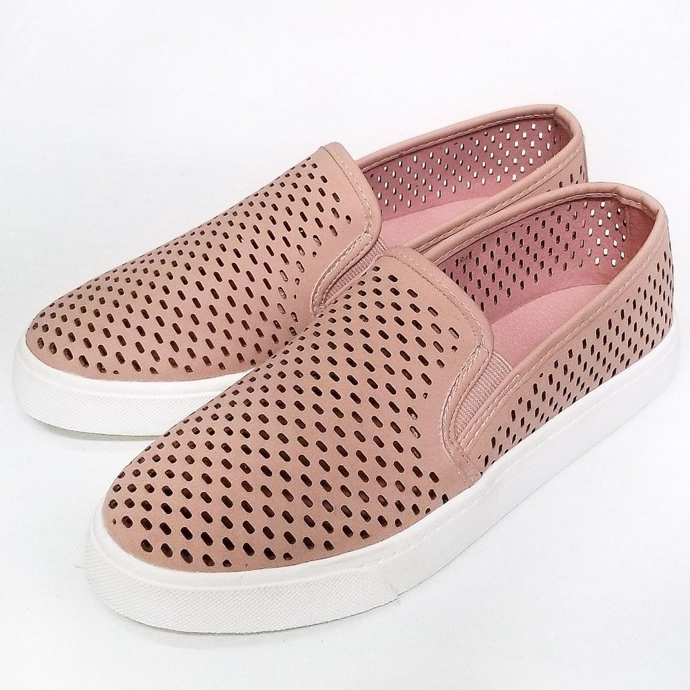New Mauve Pink Perforated Slip On Sneakers Loafer